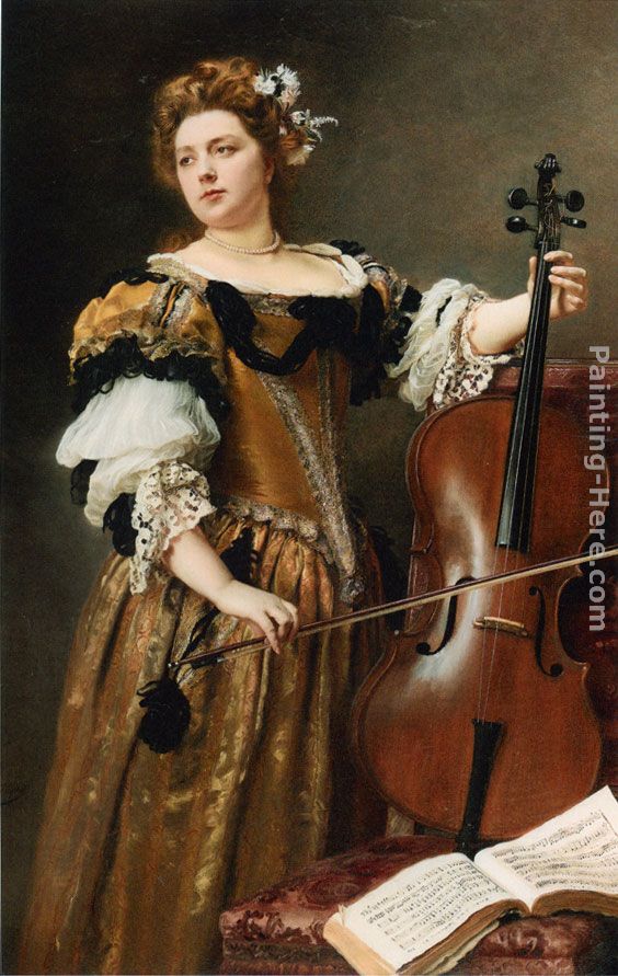 The Cello painting - Gustave Jean Jacquet The Cello art painting